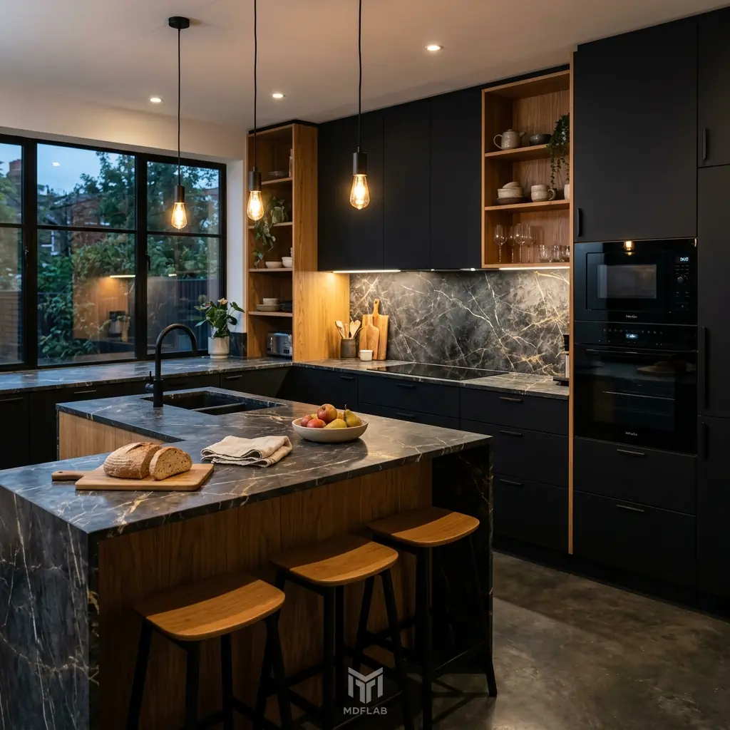 Matte Charcoal & Oak